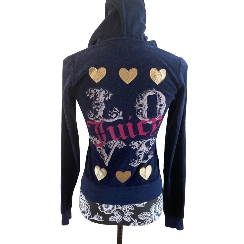 Rare Vintage Juicy Couture Velour Track Jacket Hoodie Sweatshirt Embellished